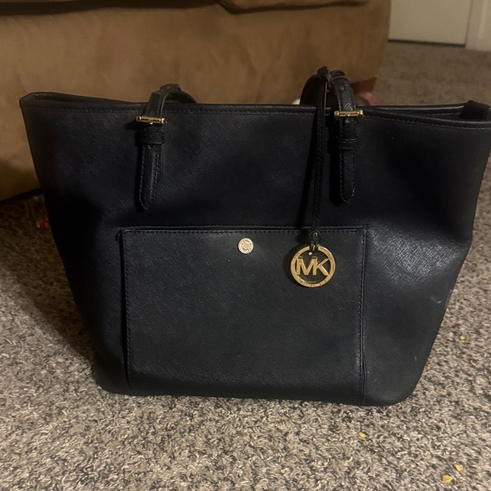 Michael Kors Black Tote with Gold Accents